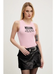 top moschino jeans χρώμα: ροζ, 0887 3203 83% βισκόζη, 17% πολυεστέρας