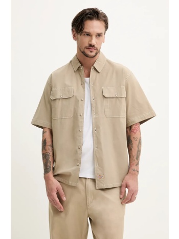πουκάμισο dickies χρώμα πράσινο, dk0a4z7r0ds1 52% βαμβάκι