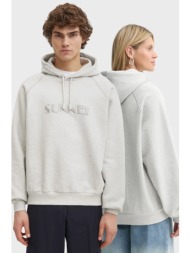 βαμβακερό φούτερ sunnei χρώμα: γκρι, με κουκούλα, rtwxjer018 100% οργανικό βαμβάκι