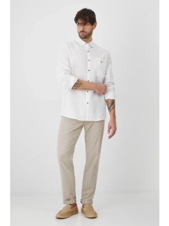 πουκάμισο από λινό medicine ανδρικό, χρώμα άσπρο 55% λινό