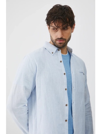 πουκάμισο από λινό medicine ανδρικό, χρώμα μπλε 55% λινό