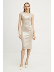 φόρεμα από λινό μείγμα silvian heach porim χρώμα: μπεζ, cvp25088ve κύριο υλικό: 70% βισκόζη, 30% λιν