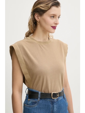 βαμβακερό τοπ sessun χρώμα μπεζ, 25208002 100% βαμβάκι