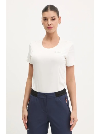 αθλητικό μπλουζάκι jack wolfskin tech χρώμα άσπρο, a63294