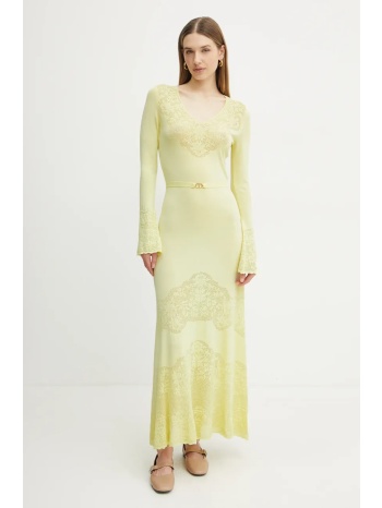 φόρεμα twinset χρώμα κίτρινο, 251tp3240 65% βισκόζη, 35%