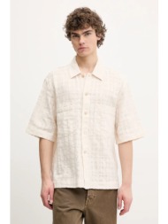 βαμβακερό πουκάμισο sunflower ανδρικό, χρώμα: μπεζ, 1255. 100% βαμβάκι