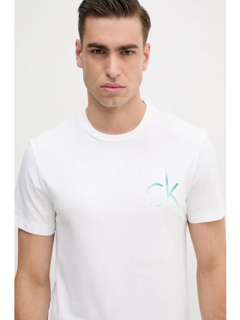βαμβακερό μπλουζάκι calvin klein ανδρικό, χρώμα άσπρο