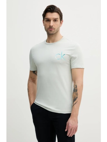 βαμβακερό μπλουζάκι calvin klein ανδρικό, χρώμα πράσινο