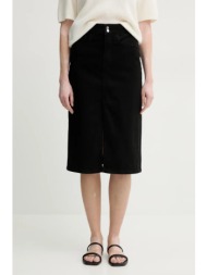 φούστα filippa k χρώμα: μαύρο, 31389 99% βαμβάκι, 1% ελαστάν