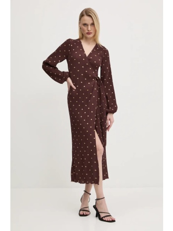 φόρεμα never fully dressed plisse χρώμα καφέ, nfddr1932