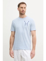 βαμβακερό μπλουζάκι hackett london ανδρικό, χρώμα: μπλε, hm500891 100% βαμβάκι