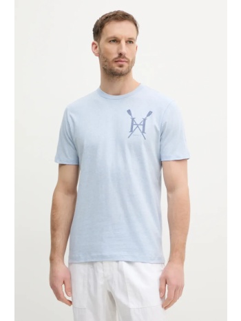 βαμβακερό μπλουζάκι hackett london ανδρικό, χρώμα μπλε