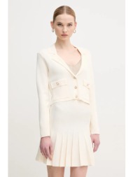 πλεκτή ζακέτα gaudi χρώμα: μπεζ, 511fd33002 65% βισκόζη, 35% πολυαμίδιο