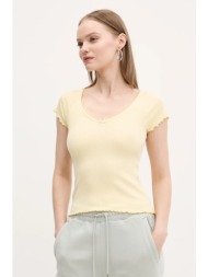 μπλουζάκι tommy jeans χρώμα: κίτρινο, dw0dw21349 95% βαμβάκι, 5% ελαστάν