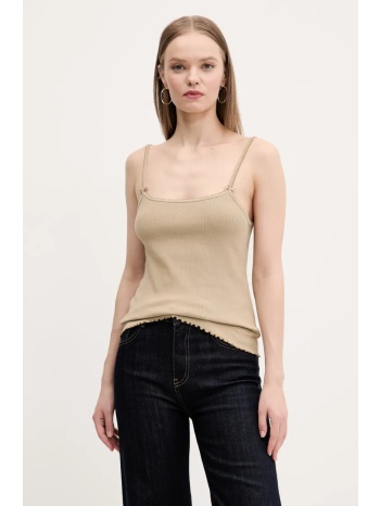 top tommy jeans χρώμα μπεζ, dw0dw19505 95% βαμβάκι, 5%