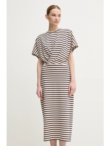 φόρεμα marc aurel χρώμα μπεζ, 6552-7000-73858 49% βισκόζη