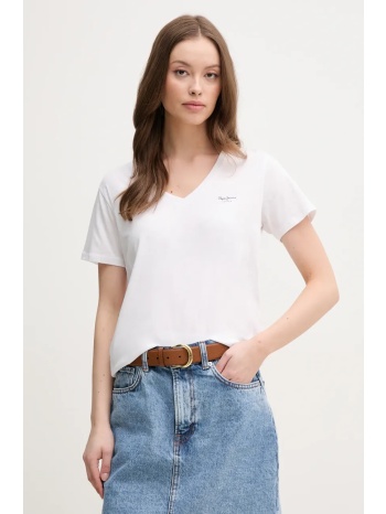 βαμβακερό μπλουζάκι pepe jeans macy v-neck γυναικείο
