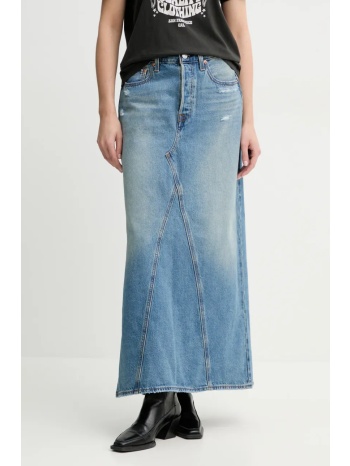 τζιν φούστα levi`s iconic long skirt w/slit χρώμα μπλε