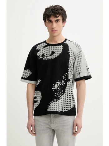 βαμβακερό πουλόβερ desigual palermo ανδρικό, χρώμα μαύρο