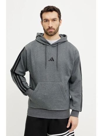 μπλούζα adidas essentials χρώμα γκρι, με κουκούλα, jw4308