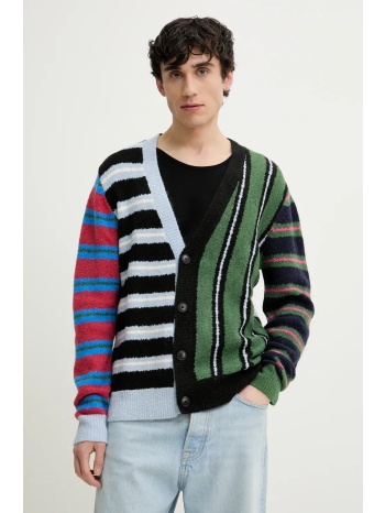 ζακέτα από μίγμα μαλλιού desigual midstripes χρώμα μαύρο