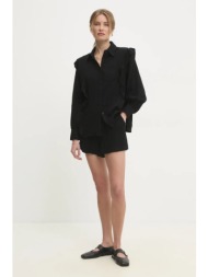 πουκάμισο και βαμβακερό σορτς answear lab χρώμα: μαύρο 100% βαμβάκι