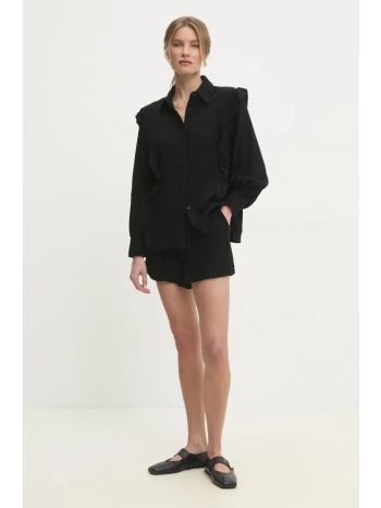 πουκάμισο και βαμβακερό σορτς answear lab χρώμα μαύρο 100%