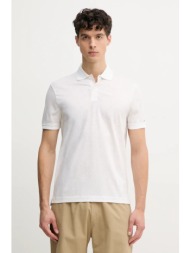 βαμβακερό μπλουζάκι πόλο tommy hilfiger ανδρικό, χρώμα: άσπρο, mw0mw39218 100% βαμβάκι