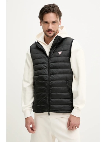 αμάνικο μπουφάν guess jeans χρώμα μαύρο, m5rn55 whab2