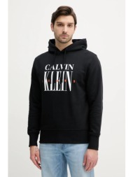 βαμβακερή μπλούζα calvin klein jeans χρώμα: μαύρο, με κουκούλα, j30j327520 κύριο υλικό: 100% βαμβάκι
