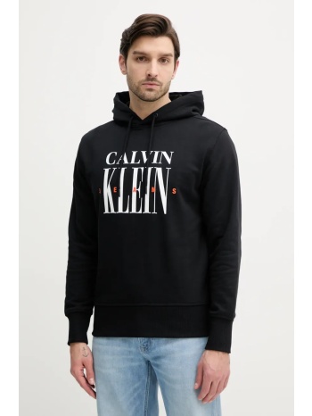 βαμβακερή μπλούζα calvin klein jeans χρώμα μαύρο, με