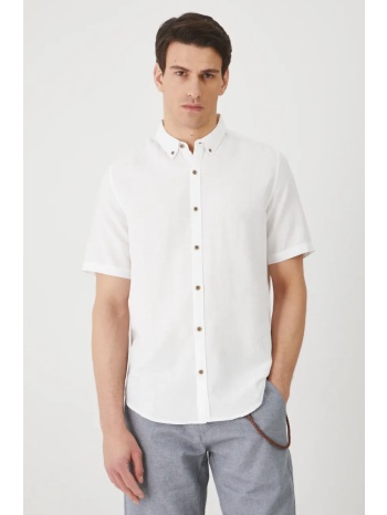πουκάμισο από λινό medicine χρώμα άσπρο κύριο υλικό 55%