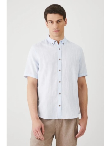 πουκάμισο από λινό medicine χρώμα μπλε κύριο υλικό 55%