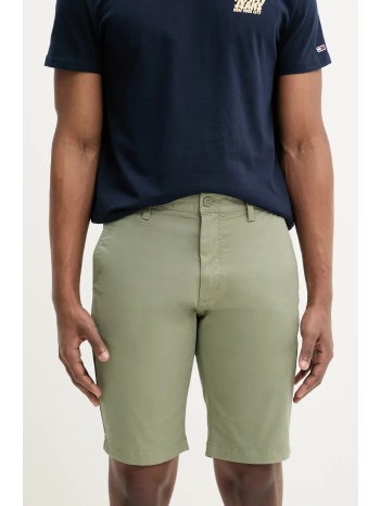 σορτς tommy jeans χρώμα πράσινο, dm0dm21950 97% βαμβάκι