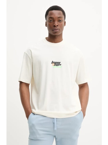 βαμβακερό μπλουζάκι hugo blue ανδρικό, χρώμα μπεζ