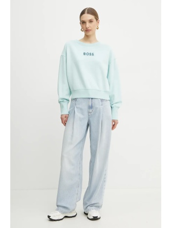 βαμβακερή μπλούζα boss orange γυναικεία, χρώμα τιρκουάζ