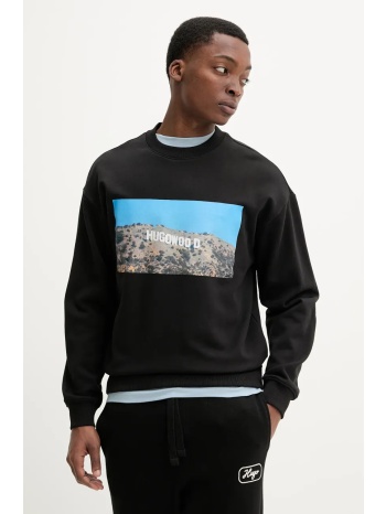 βαμβακερή μπλούζα hugo χρώμα μαύρο, 50537546 100% βαμβάκι