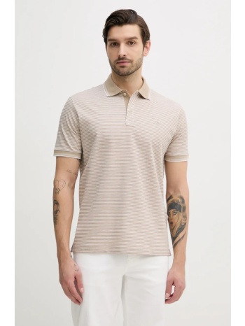 βαμβακερό μπλουζάκι πόλο paul&shark ανδρικό, χρώμα μπεζ