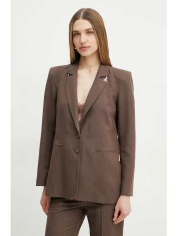 blazer με μείγμα λινών patrizia pepe χρώμα καφέ, 2s1524