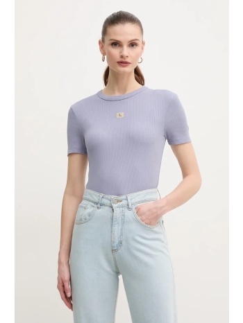 μπλουζάκι calvin klein jeans χρώμα μοβ, j20j225244 95%