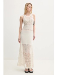 φόρεμα moschino jeans χρώμα: μπεζ, 0481 3701 75% βαμβάκι, 25% πολυαμίδιο