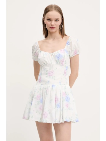 βαμβακερό φόρεμα hollister co. χρώμα άσπρο, ki359-5083