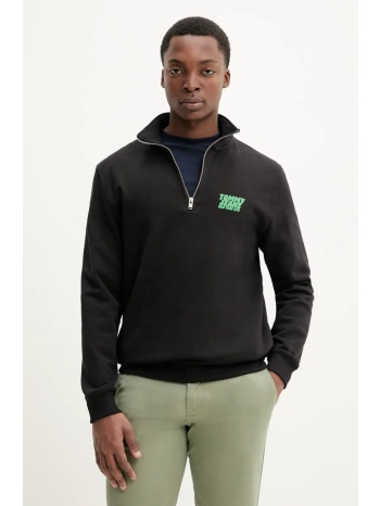 βαμβακερή μπλούζα tommy jeans χρώμα μαύρο, dm0dm21865 100%