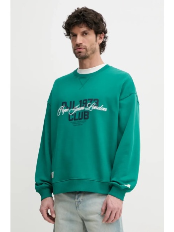 βαμβακερή μπλούζα pepe jeans talbot crew χρώμα πράσινο