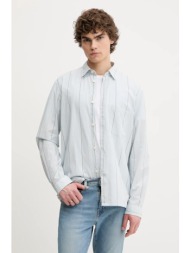 βαμβακερό πουκάμισο marc o`polo ανδρικό, χρώμα: μπλε, 5000005910 100% βαμβάκι