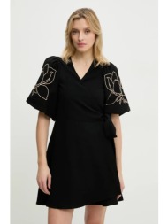 φόρεμα με λινό answear lab χρώμα: μαύρο 86% βισκόζη, 7% λινό, 7% πολυεστέρας