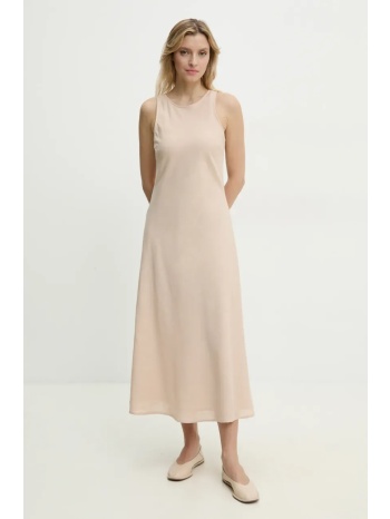 φόρεμα με λινό answear lab χρώμα μπεζ 50% ρεγιόν, 38%