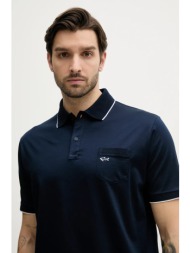 βαμβακερό μπλουζάκι πόλο paul&shark ανδρικό, χρώμα: ναυτικό μπλε, 25411209 100% βαμβάκι