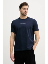 βαμβακερό μπλουζάκι paul&shark ανδρικό, χρώμα: ναυτικό μπλε, 25411088 100% βαμβάκι