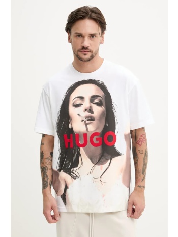 βαμβακερό μπλουζάκι hugo ανδρικό, χρώμα άσπρο, 50535314